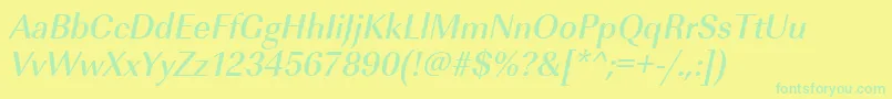 Police UrwimperialtmednarOblique – polices vertes sur fond jaune
