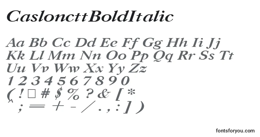 A fonte CasloncttBoldItalic – alfabeto, números, caracteres especiais