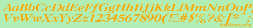 CasloncttBoldItalic-Schriftart – Orangefarbene Schriften auf grünem Hintergrund