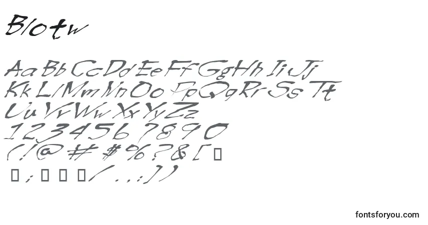 Schriftart Blotw – Alphabet, Zahlen, spezielle Symbole