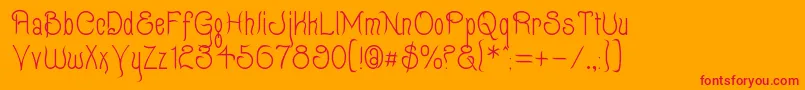 フォントQuixot – オレンジの背景に赤い文字