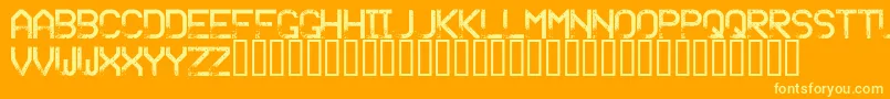 SandyravageRegular-Schriftart – Gelbe Schriften auf orangefarbenem Hintergrund