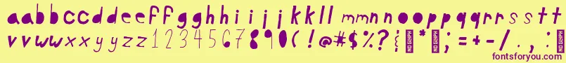 June5Regular Font – Purple Fonts on Yellow Background