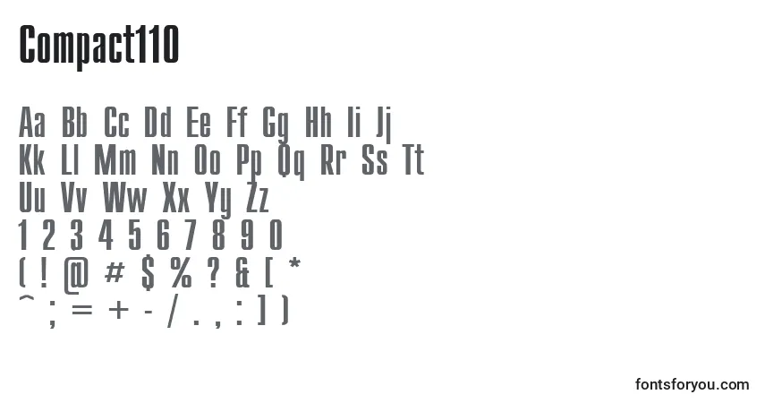 Czcionka Compact110 – alfabet, cyfry, specjalne znaki
