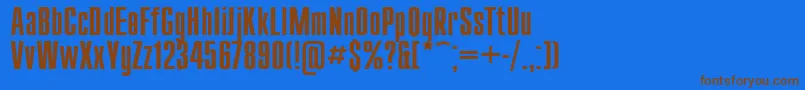 フォントCompact110 – 茶色の文字が青い背景にあります。