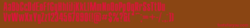 フォントCompact110 – 赤い文字が茶色の背景にあります。