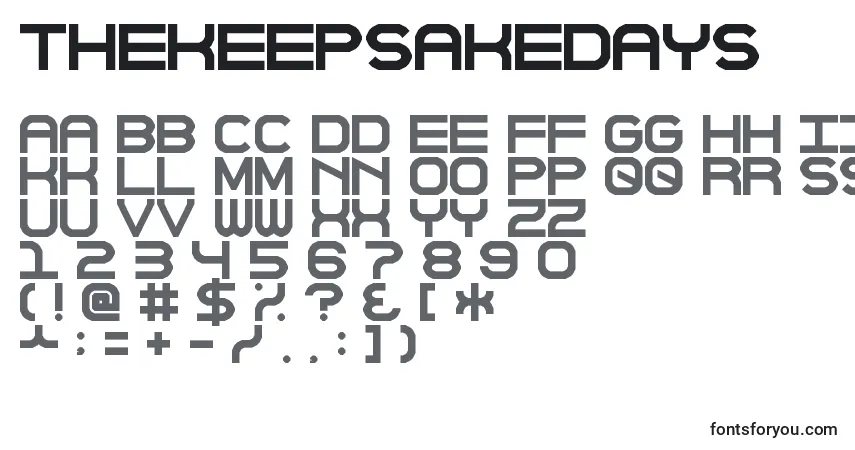 Fuente TheKeepsakeDays - alfabeto, números, caracteres especiales