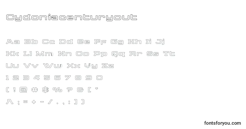 Czcionka Cydoniacenturyout – alfabet, cyfry, specjalne znaki