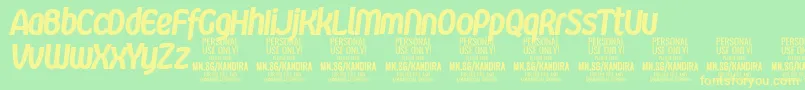 Więcej informacji o czcionce KandiraBlaitPersonalUse Czcionka KandiraBlaitPersonalUse – żółte czcionki na zielonym tle