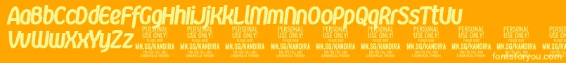 Lisätietoja KandiraBlaitPersonalUse-fontista KandiraBlaitPersonalUse-fontti – keltaiset fontit oranssilla taustalla