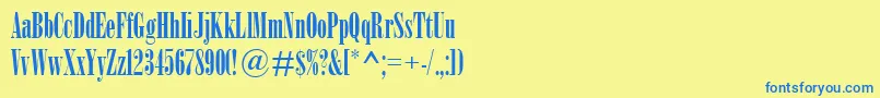 BodoniMtPosterCompressed Font – Blue Fonts on Yellow Background
