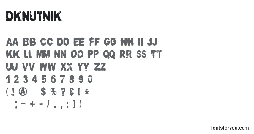 DkNutnik-fontti – aakkoset, numerot, erikoismerkit