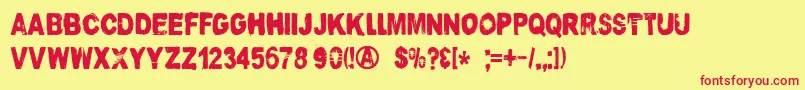 DkNutnik Font – Red Fonts on Yellow Background