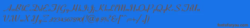 Czcionka CoronetScriptSsiItalic – brązowe czcionki na niebieskim tle