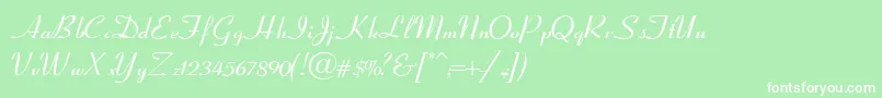 フォントCoronetScriptSsiItalic – 緑の背景に白い文字