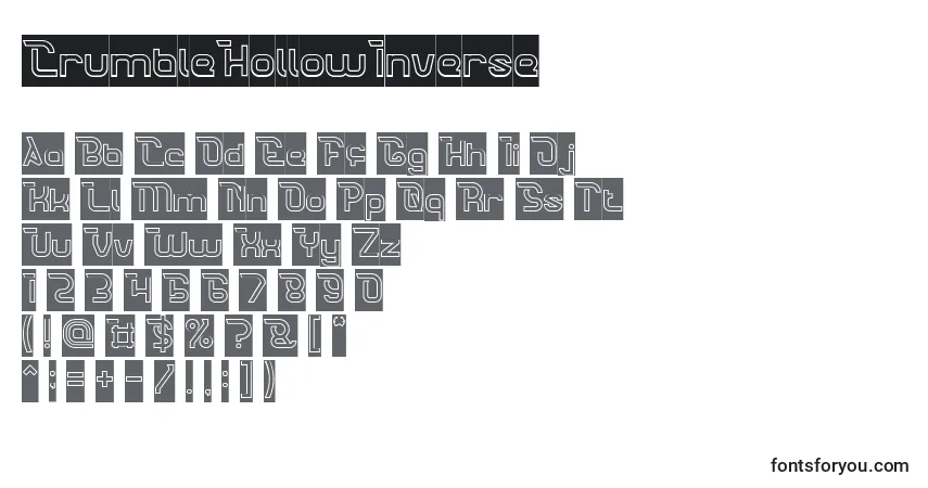 A fonte CrumbleHollowInverse – alfabeto, números, caracteres especiais