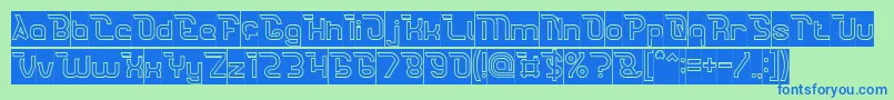 CrumbleHollowInverse-fontti – siniset fontit vihreällä taustalla