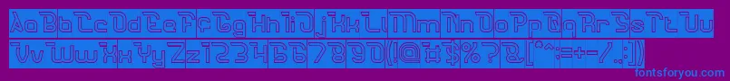 CrumbleHollowInverse-Schriftart – Blaue Schriften auf violettem Hintergrund