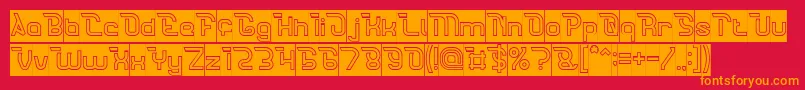 CrumbleHollowInverse-Schriftart – Orangefarbene Schriften auf rotem Hintergrund