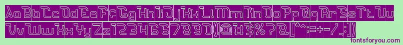 CrumbleHollowInverse-fontti – violetit fontit vihreällä taustalla