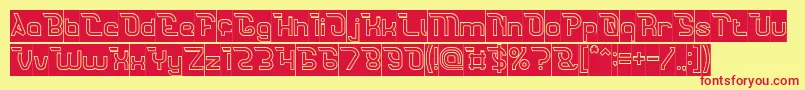 CrumbleHollowInverse-Schriftart – Rote Schriften auf gelbem Hintergrund