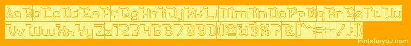 CrumbleHollowInverse-Schriftart – Gelbe Schriften auf orangefarbenem Hintergrund
