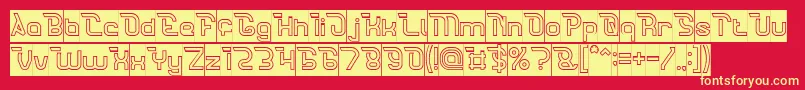 CrumbleHollowInverse-fontti – keltaiset fontit punaisella taustalla