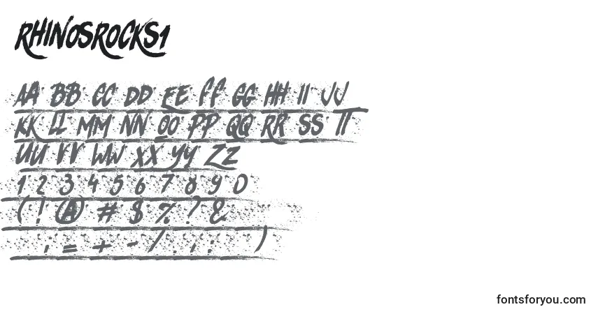 Czcionka RhinosRocks1 – alfabet, cyfry, specjalne znaki