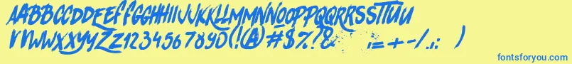 RhinosRocks1 Font – Blue Fonts on Yellow Background