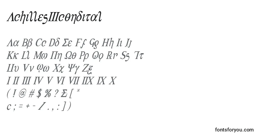 Schriftart Achilles3condital – Alphabet, Zahlen, spezielle Symbole