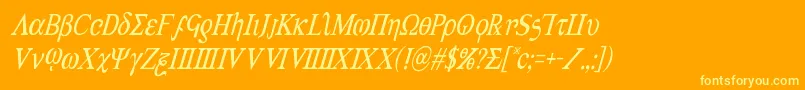 Achilles3condital-Schriftart – Gelbe Schriften auf orangefarbenem Hintergrund