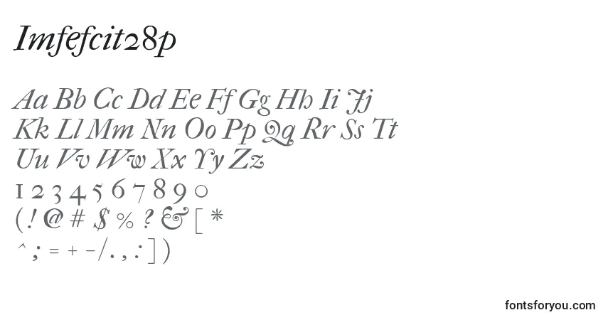 A fonte Imfefcit28p – alfabeto, números, caracteres especiais