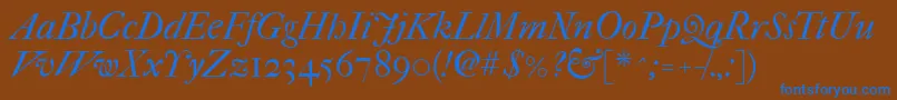 Imfefcit28p Font – Blue Fonts on Brown Background