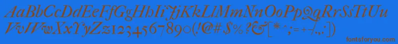 Imfefcit28p Font – Brown Fonts on Blue Background