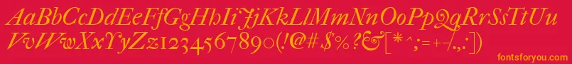 Imfefcit28p Font – Orange Fonts on Red Background