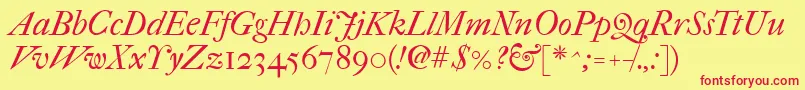 Imfefcit28p Font – Red Fonts on Yellow Background