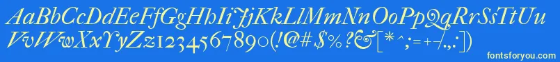 Imfefcit28p Font – Yellow Fonts on Blue Background