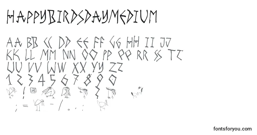 Czcionka HappybirdsdayMedium – alfabet, cyfry, specjalne znaki