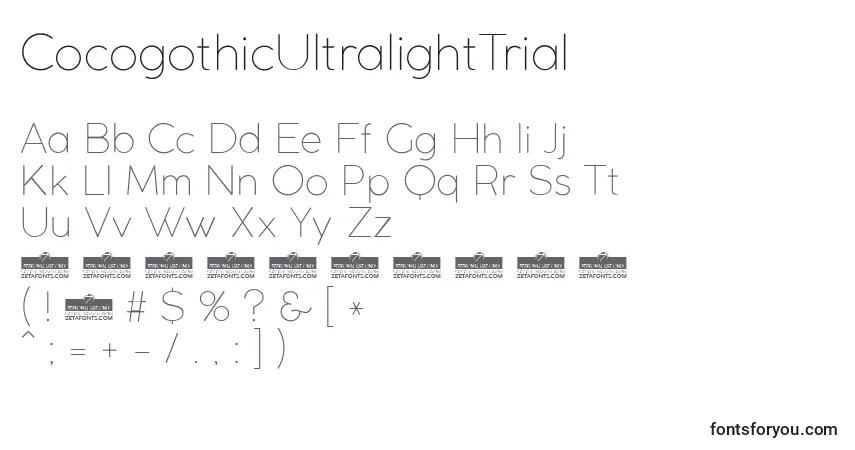 Fuente CocogothicUltralightTrial - alfabeto, números, caracteres especiales