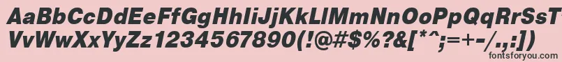 Fonte PragmaticaCondensedBlackOblique – fontes pretas em um fundo rosa