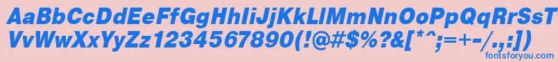 PragmaticaCondensedBlackOblique-Schriftart – Blaue Schriften auf rosa Hintergrund