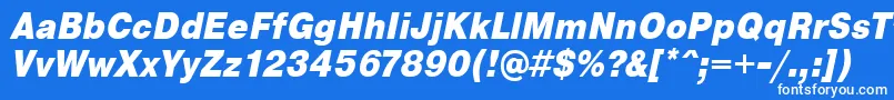 Czcionka PragmaticaCondensedBlackOblique – białe czcionki na niebieskim tle