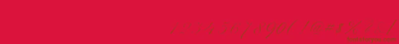 フォントScriptThinPen – 赤い背景に茶色の文字