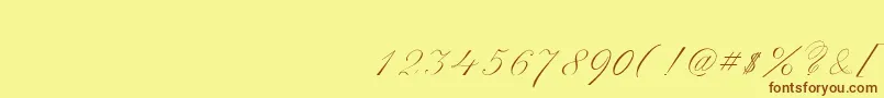 Fonte ScriptThinPen – fontes marrons em um fundo amarelo