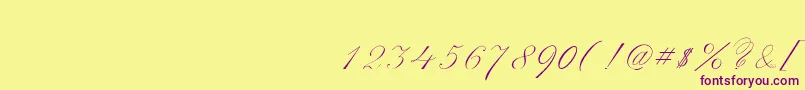 Fonte ScriptThinPen – fontes roxas em um fundo amarelo
