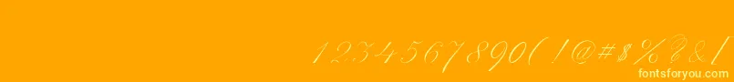 ScriptThinPen Font – Yellow Fonts on Orange Background