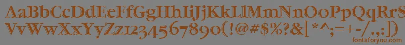 フォントGaramondHtldOsItcTt – 茶色の文字が灰色の背景にあります。