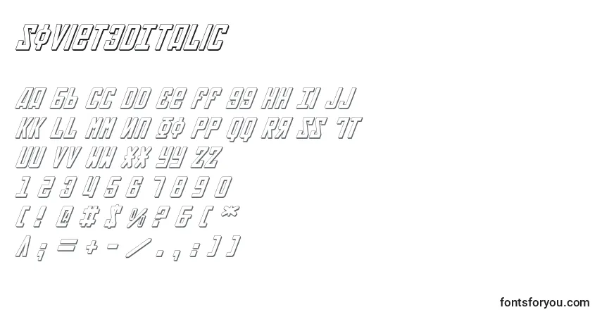 Шрифт Soviet3DItalic – алфавит, цифры, специальные символы