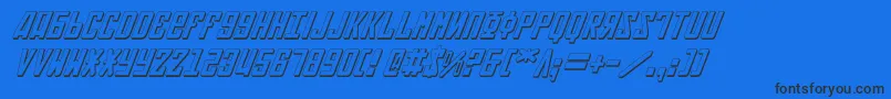 Soviet3DItalic-Schriftart – Schwarze Schriften auf blauem Hintergrund