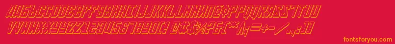 Soviet3DItalic-Schriftart – Orangefarbene Schriften auf rotem Hintergrund